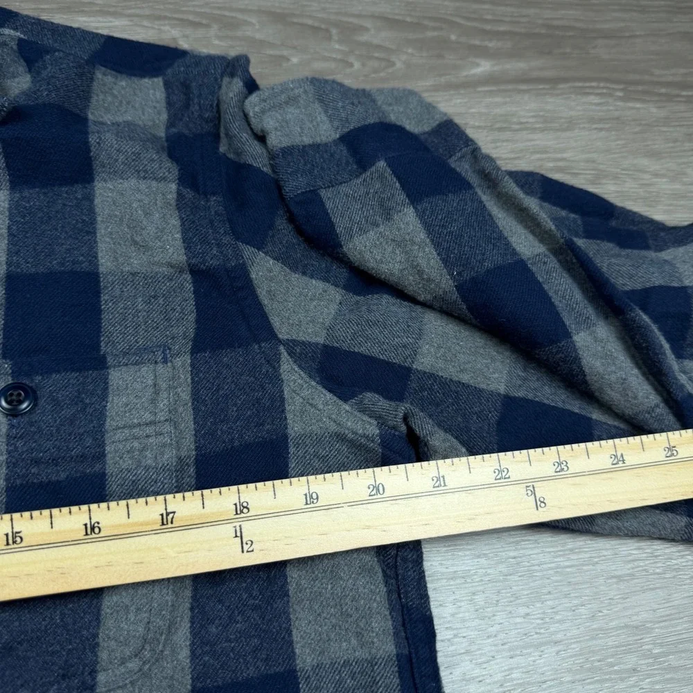 J. Crew Mens Mid-Weight Flannel Classic Fit Buffalo Plaid Blue Gray Medium